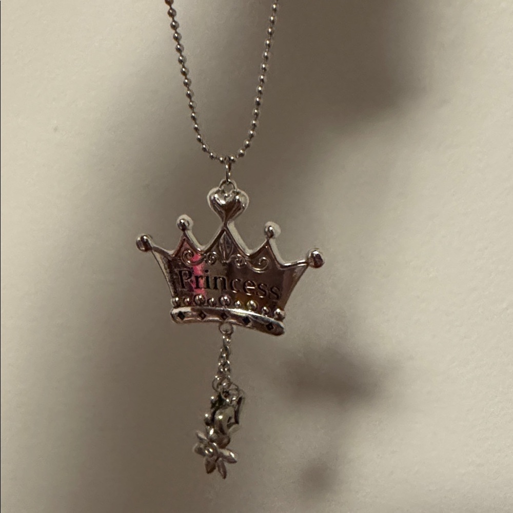 Silver Princess Crown Rear View Mirror Accessory / Keychain - Picture 3 of 5